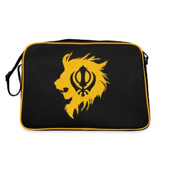 Khanda lion kaur - punjabi - sikhism sikh gift - Retro Bag - black/gold - Back