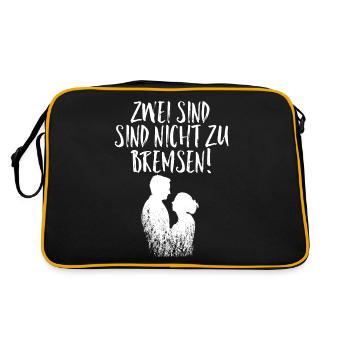 Zwei sind nicht zu Bremsen Hochzeit - Retro Tasche - Schwarz/Gold - Hinten