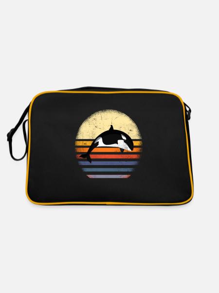 Orcas Killerwale Tierschutz Schwertwale Geschenk - Retro Tasche - Schwarz/Gold