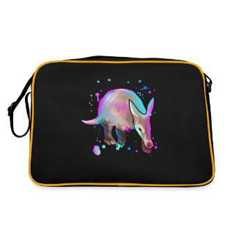 Erdferkel Aardvark Geschenk - Retro Tasche - Schwarz/Gold - Hinten