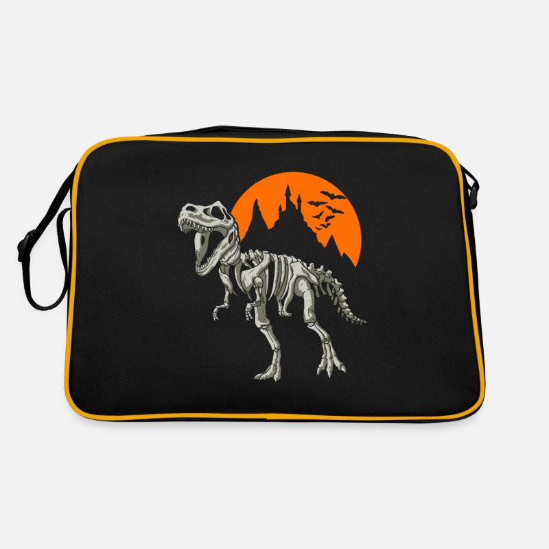 Skelett Dinosaurier Halloween Geschenk Kostüm - Retro Tasche - Schwarz/Gold