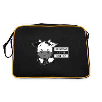 En tant que végétarien, embrassez les animaux mais ne les faites pas griller - Sac Retro - noir/or - Dos