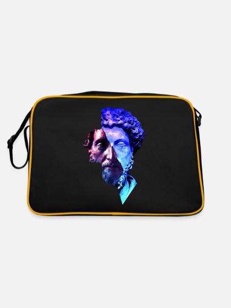 Stoicism Marcus Aurelius Purple Universe Artwork - Retro Bag - black/gold - Back