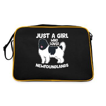 Nur Ein Mädchen das Newfoundlands Hunde Liebt - Retro Tasche - Schwarz/Gold - Hinten