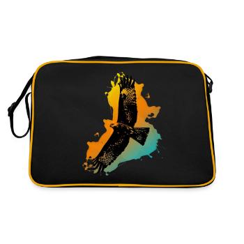 Falkner mit Falke Geschenk für Falken Freunde - Retro Tasche - Schwarz/Gold - Hinten