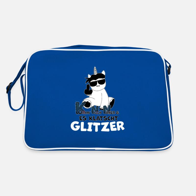 Cooles Einhorn Mittelfinger Glitzer Spruch Retro Tasche