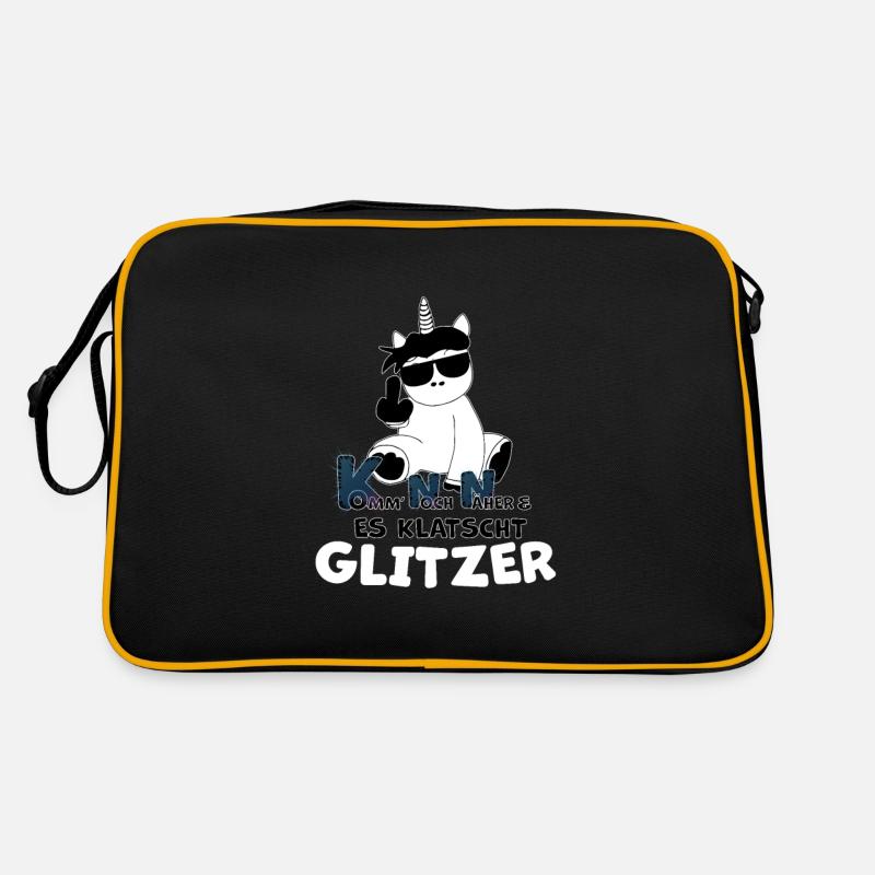 Cooles Einhorn Mittelfinger Glitzer Spruch Retro Tasche