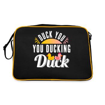Gummiente lustiges Geschenk - Retro Tasche - Schwarz/Gold - Hinten