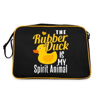 Gummiente Ente Geschenk - Retro Tasche - Schwarz/Gold - Hinten