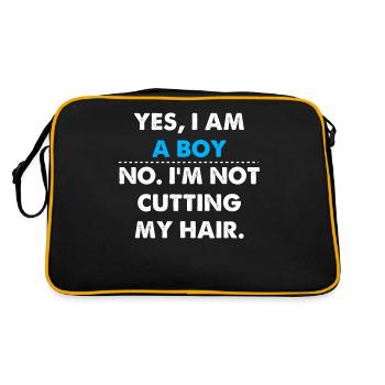 Yes, I Am A Boy No, I'm Not Cutting My hai - Sac Retro - noir/or - Dos