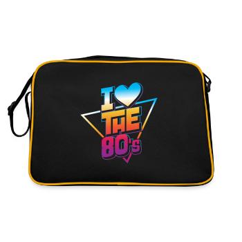 Heart| 80s| Decade| Triangle| Old School| Vintage - Retro Tasche - Schwarz/Gold - Hinten
