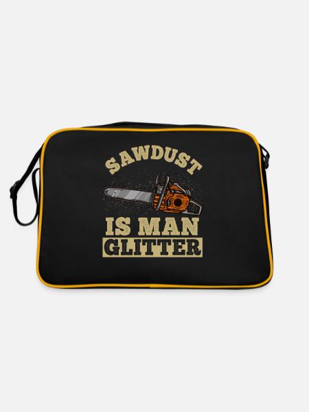 Sawdust Man Glitter Tronçonneuse Construction Worker Glitter - Sac Retro - noir/or - Dos
