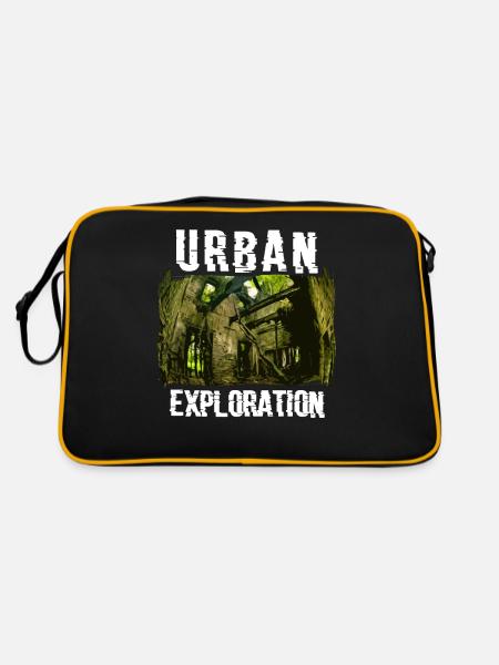 Urban Exploration Geschenk für Urbex Freunde - Retro Tasche - Schwarz/Gold - Hinten
