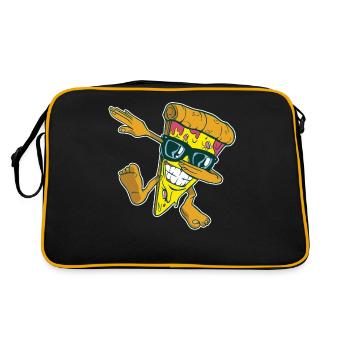 Pizza pizza maker eating pizza funny pizza - Retro Bag - black/gold - Back
