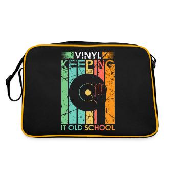 Vinyl old school turntable vinyl records DJ - Retro Bag - black/gold - Back