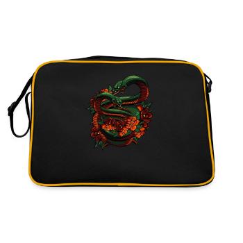 Kobra Schlange Reptil Königskobra - Retro Tasche - Schwarz/Gold - Hinten