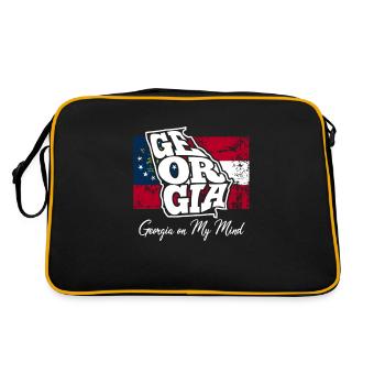 Georgien auf meinem Kopf - Slogan von GA - Retro Tasche - Schwarz/Gold - Hinten