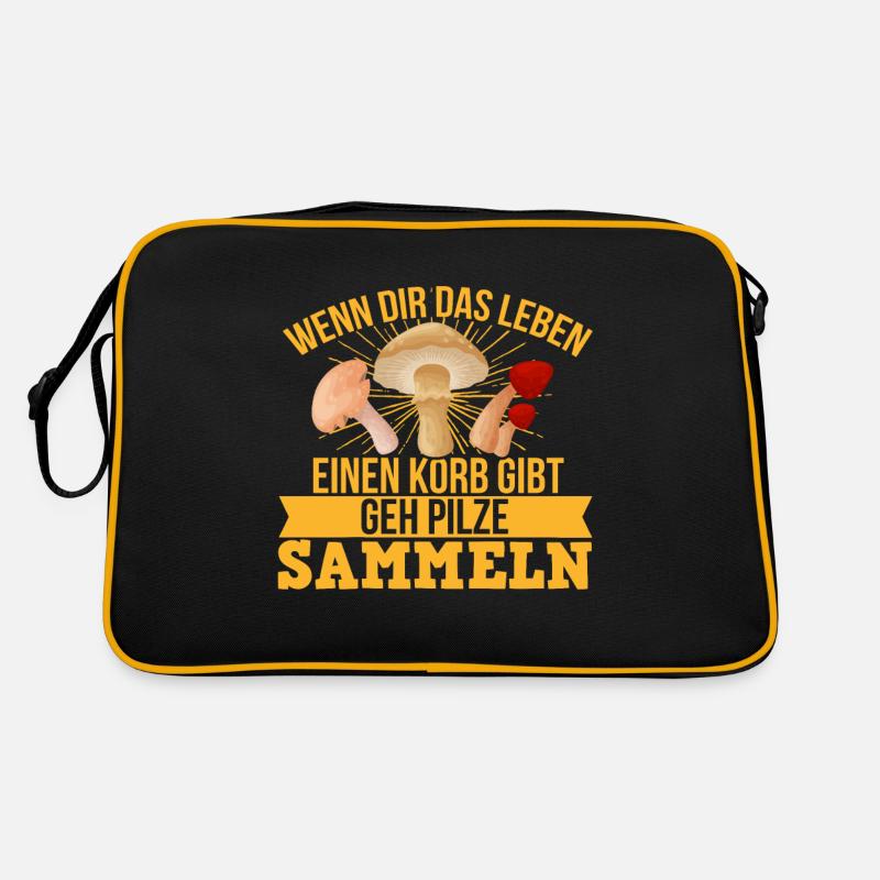 Wenn Dir Das Leben Einen Korb Gibt Pilze Sammeln Retro Tasche