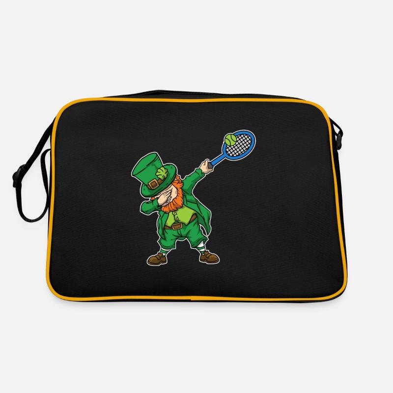 Dabbing Leprechaun Idée cadeau de tennis - Sac Retro - noir/or