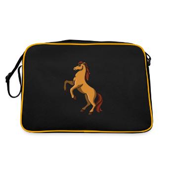 Pferd Mädchen Pferd Damen Reiterin für kinder 140 - Retro Tasche - Schwarz/Gold - Hinten