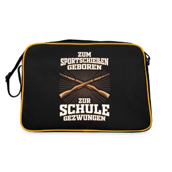 Zum Sportschießen Geboren Sportschütze Schießsport - Retro Tasche - Schwarz/Gold - Hinten