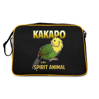 Kakapo is my Spirit Animal Kakapo Papagai - Retro Tasche - Schwarz/Gold - Hinten