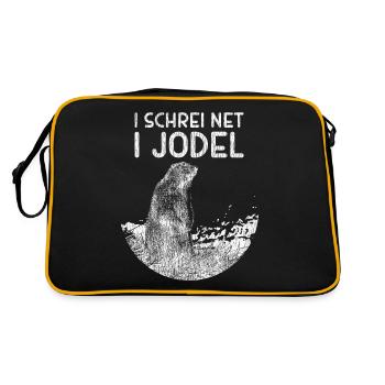 Murmeltiere und Jodeln - Alpen Humor - Retro Tasche - Schwarz/Gold - Hinten