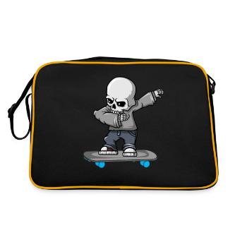 Dabbing skeleton skateboard Halloween skater - Retro Bag - black/gold - Back