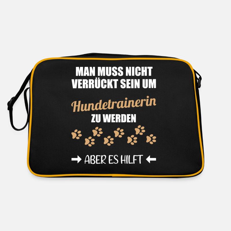 Hundetrainerin Lustiger Spruch Geschenk - Retro Tasche - Schwarz/Gold
