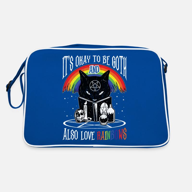 LGBT Goth Regenbogen Black Cat Pentagram Pentacle Retro Tasche