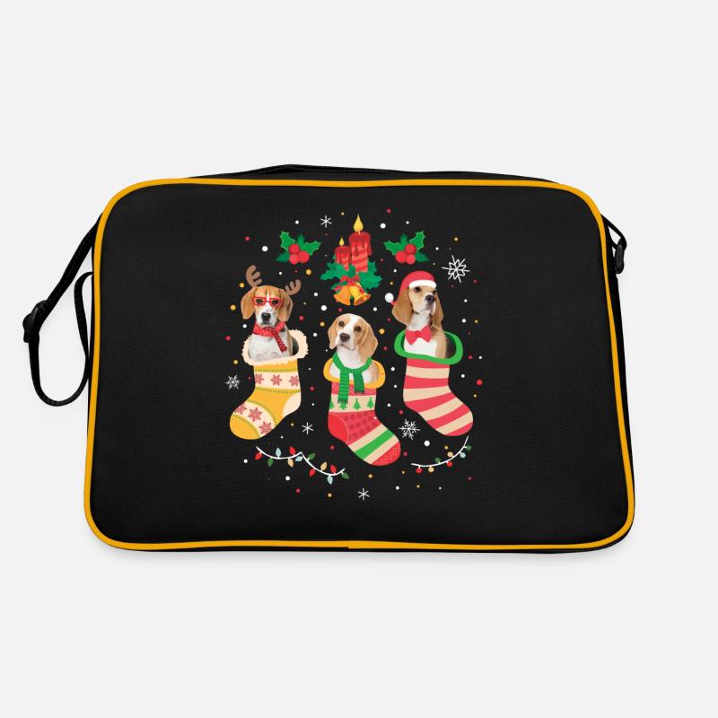 Noël Beagle - Sac Retro - noir/or