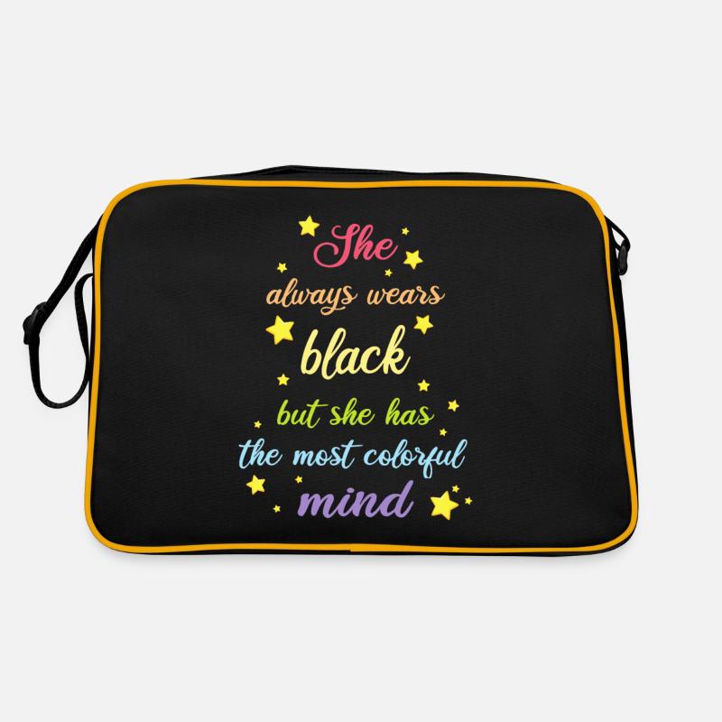 SHE ALWAYS WEARS BLACK BUT SHE HAS COLORFUL MIND - Retro Bag - black/gold