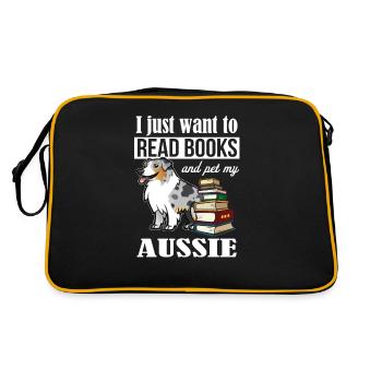 Blue Merle Australian Shepherd - Retro Bag - black/gold - Back