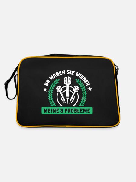 Dart Darts Bullseye Dartspieler Dartboard Geschenk - Retro Tasche - Schwarz/Gold - Hinten