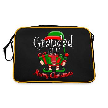 Opa Elf Familie passende Weihnachten Pyjama Geschenk - Retro Tasche - Schwarz/Gold - Hinten