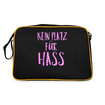 Gegen Hass - Retro Tasche - Schwarz/Gold - Hinten