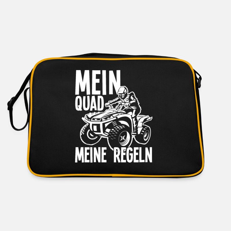 Quad Quadbeistzer Motorrad - Retro Tasche - Schwarz/Gold