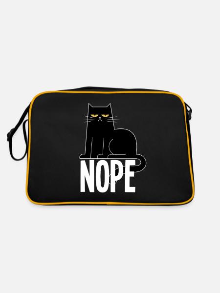 Lustige Nope Katze Maine Coon Perser Geschenk - Retro Tasche - Schwarz/Gold