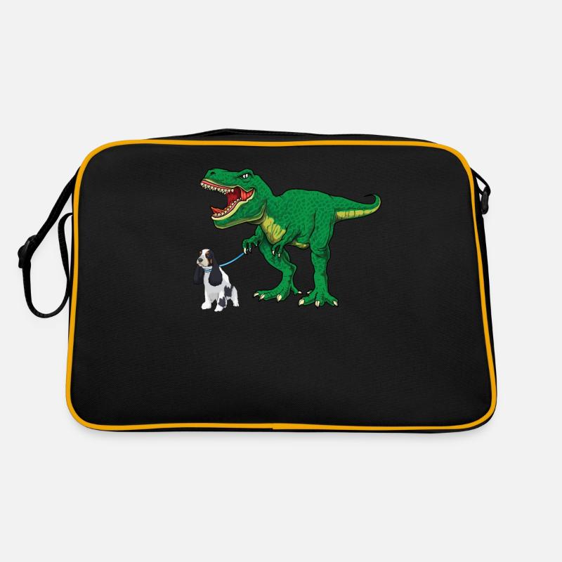Cute T Rex Dinosaur Dog Walking Cocker Spaniel Boy Retro Bag