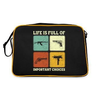 Life is Full Of Important Choices Gun Lover Guns - Retro Bag - black/gold - Back