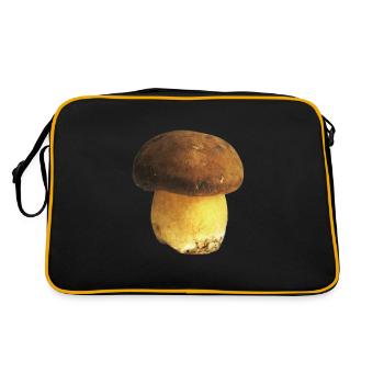 Steinpilz Pilzsammler Geschenk - Retro Tasche - Schwarz/Gold - Hinten
