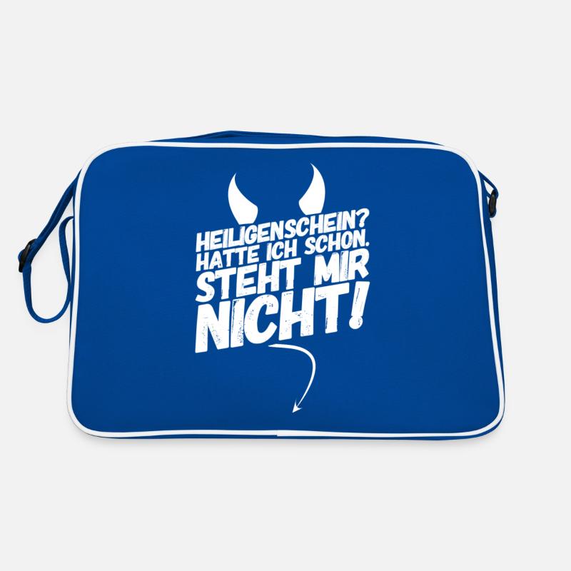 Heiligenschein Teufel Spruch Retro Tasche