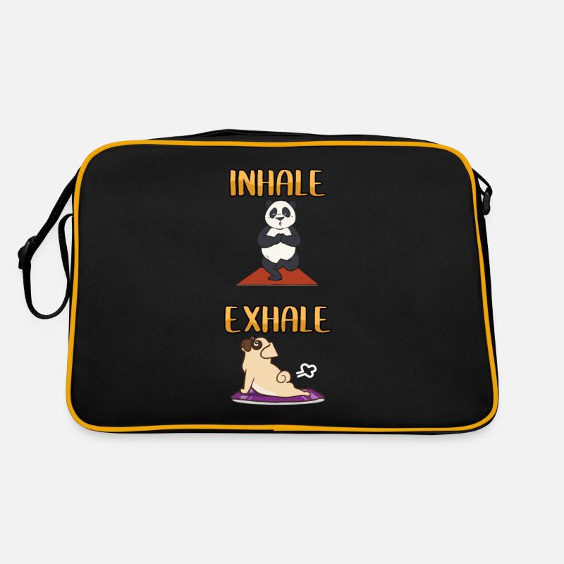 Drôle Yoga Meditation Panda Mops Pups cadeau - Sac Retro - noir/or