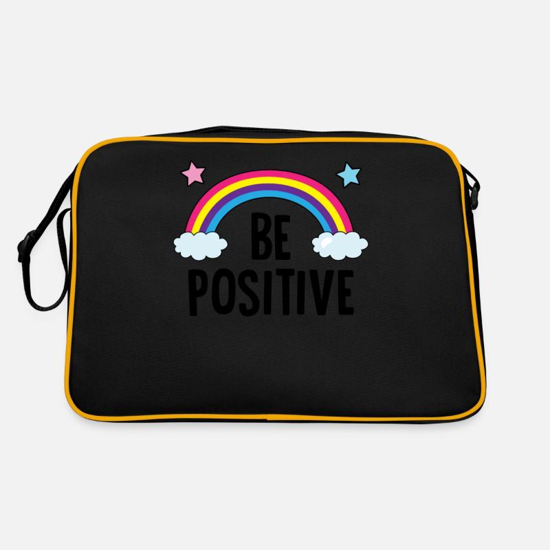 Be Positive Rainnbow Stickers Retro Bag