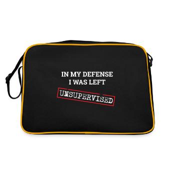 In My Defense Left Unsupervised Sarcastic Humor - Retro Tasche - Schwarz/Gold - Hinten