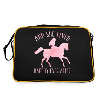 Equine Horse Riding Pony Equestrian Equestrian Gift - Retro Bag - black/gold - Back