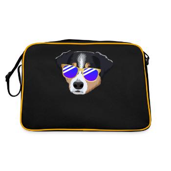 Appenzeller Sennenhund mit Sonnenbrille - Retro Tasche - Schwarz/Gold - Hinten