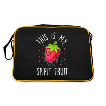 Erdbeere lustiger Spruch - Retro Tasche - Schwarz/Gold - Hinten
