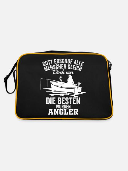 Angler Lustiges Geschenk - Retro Tasche - Schwarz/Gold - Hinten