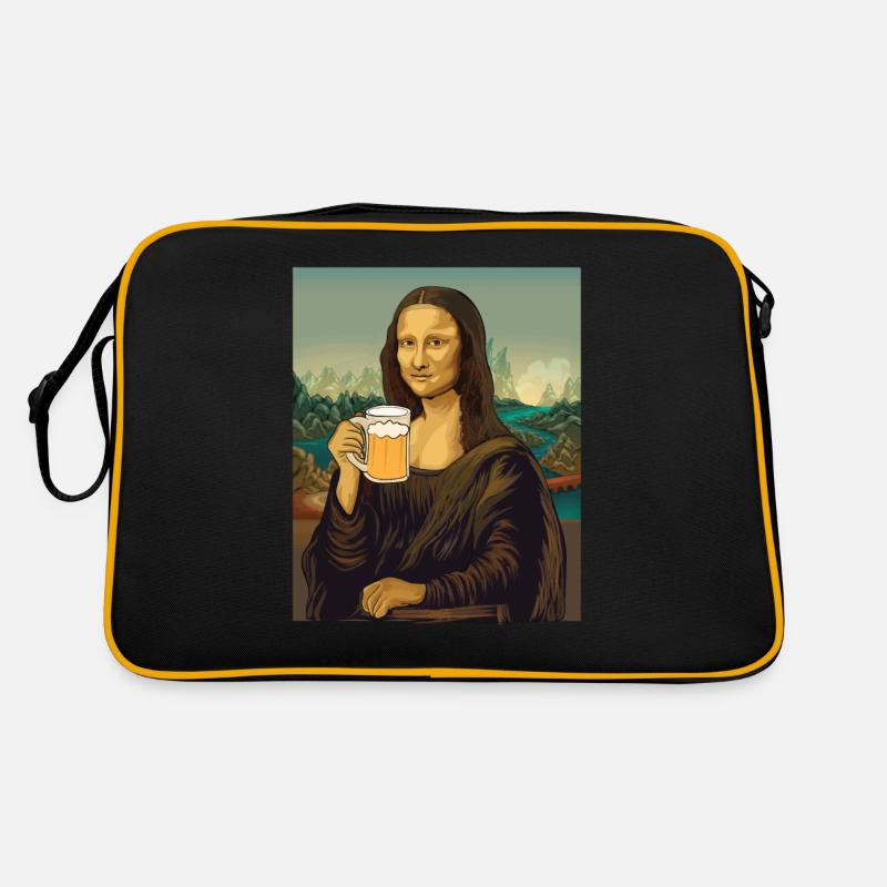 Mona Lisa avec pichet à bière Leonardo Da Vinci alcool Sac Retro